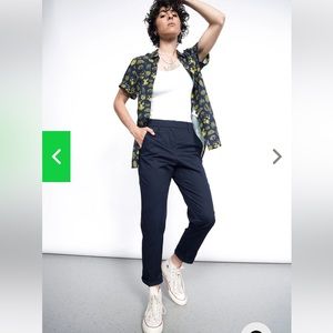 Wildfang trousers THE ESSENTIAL SLIM CROP PANTS Navy blue